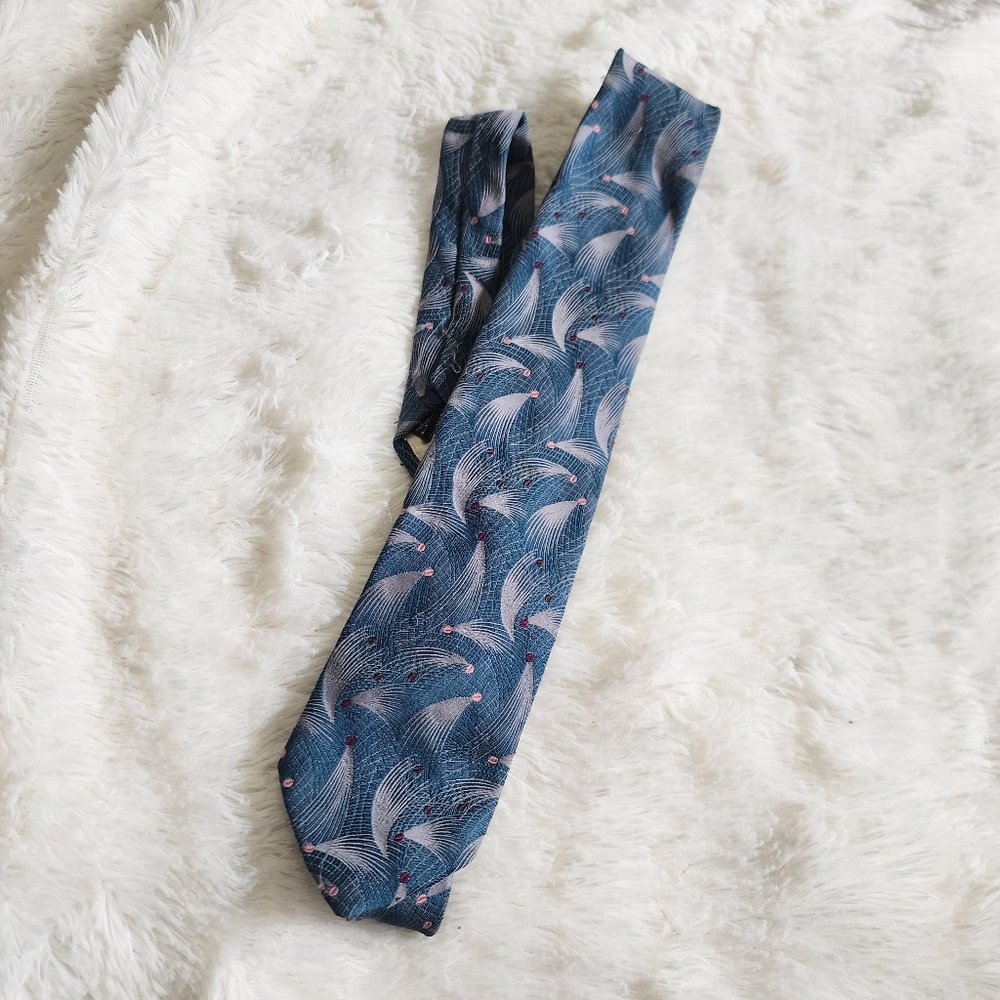 Givenchy Monsieur Silk Blend Made In USA Blue Patterned Men's Necktie